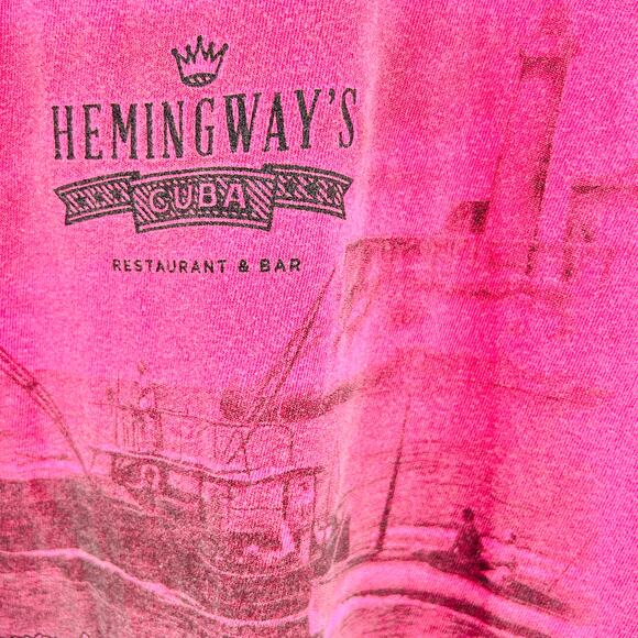 Hemingway's Cuba Pink Cotton Souvenir Asheville North Carolina Graphic T-Shirt - Picture 5 of 9